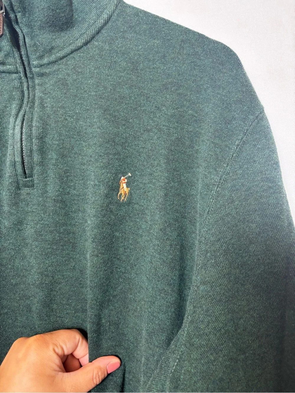 $135 POLO RALPH LAUREN MEN'S Plaid Estate-Rib Quarter-Zip Pullover Green XL